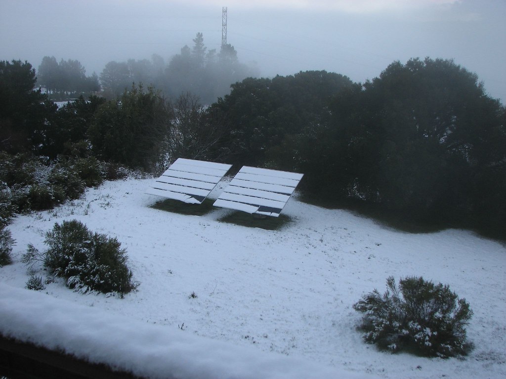 Solar panels in the snow