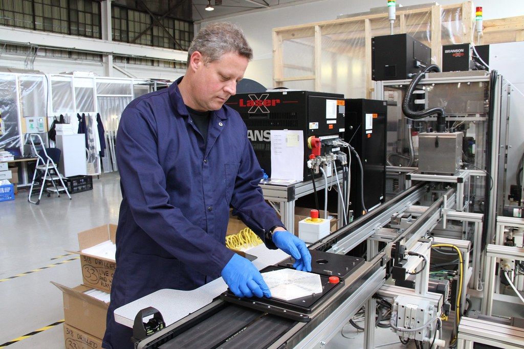 Trevor Vaughan assembling solar cells